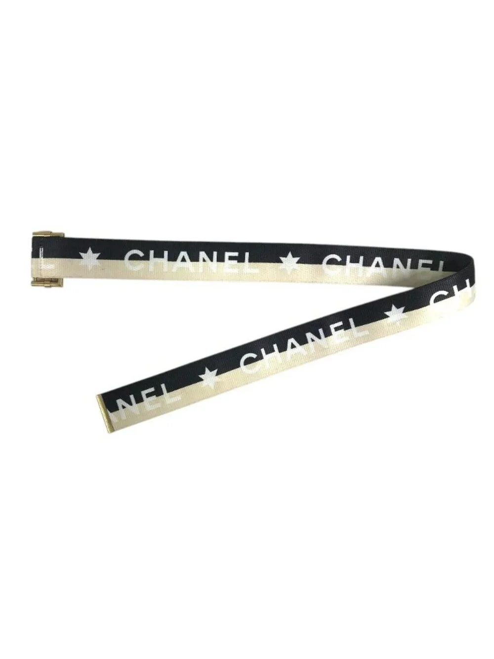 Chanel Belt CC Logo Canvas Leather Black
